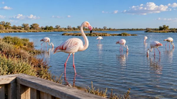 Admirez les flamants roses en liberté dans leur habitat naturel